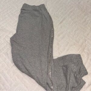 ♠️ Grey Sweatpants Joggers with Rhinestone Bling